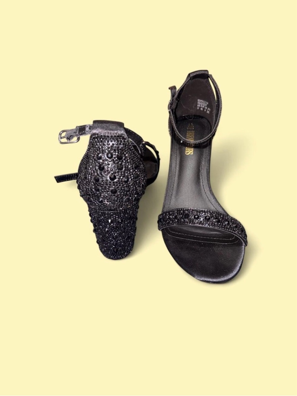 Dream Pairs Black Beaded Ankle-Strap Heels